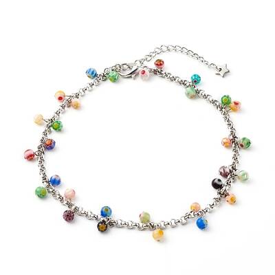 Millefiori Glass Charm Anklets