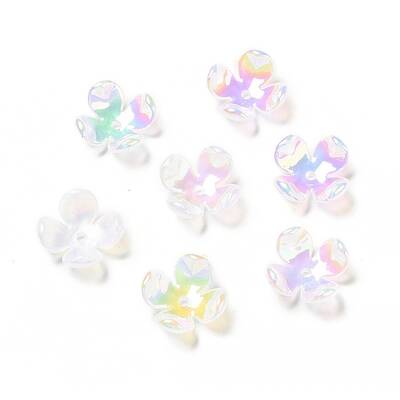 Opaque Rainbow Iridescent Plating Acrylic Bead Caps
