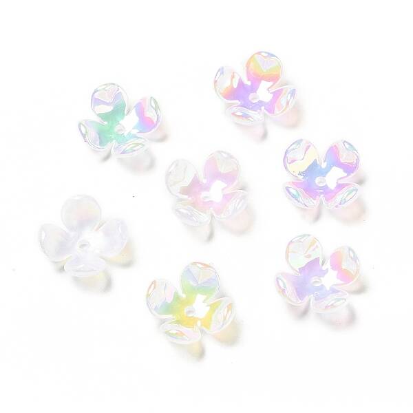 Opaque Rainbow Iridescent Plating Acrylic Bead Caps