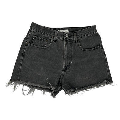 Frayed Hem Armani Exchange Mini Denim Shorts - 28W UK 10 Black Cotton