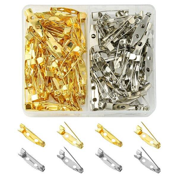 100Pcs 2 Colors Iron Brooch Findings