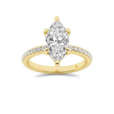 Aurelia Three Quarter Coverage Hidden Halo Marquise Lab Grown Diamond Engagement Ring | Yellow Gold 1 1/2 - 4 5/8 CT. TW.