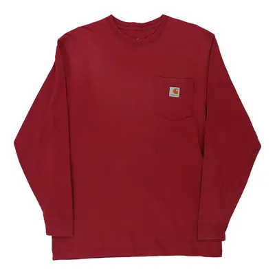 Carhartt Long Sleeve T-Shirt - Medium Red Cotton