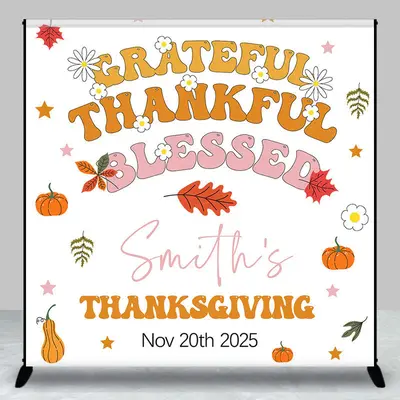 Custom Name Date Autumn Vibe Thanksgiving Backdrop - Aperturee