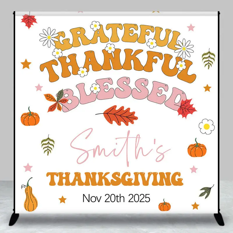 Custom Name Date Autumn Vibe Thanksgiving Backdrop - Aperturee