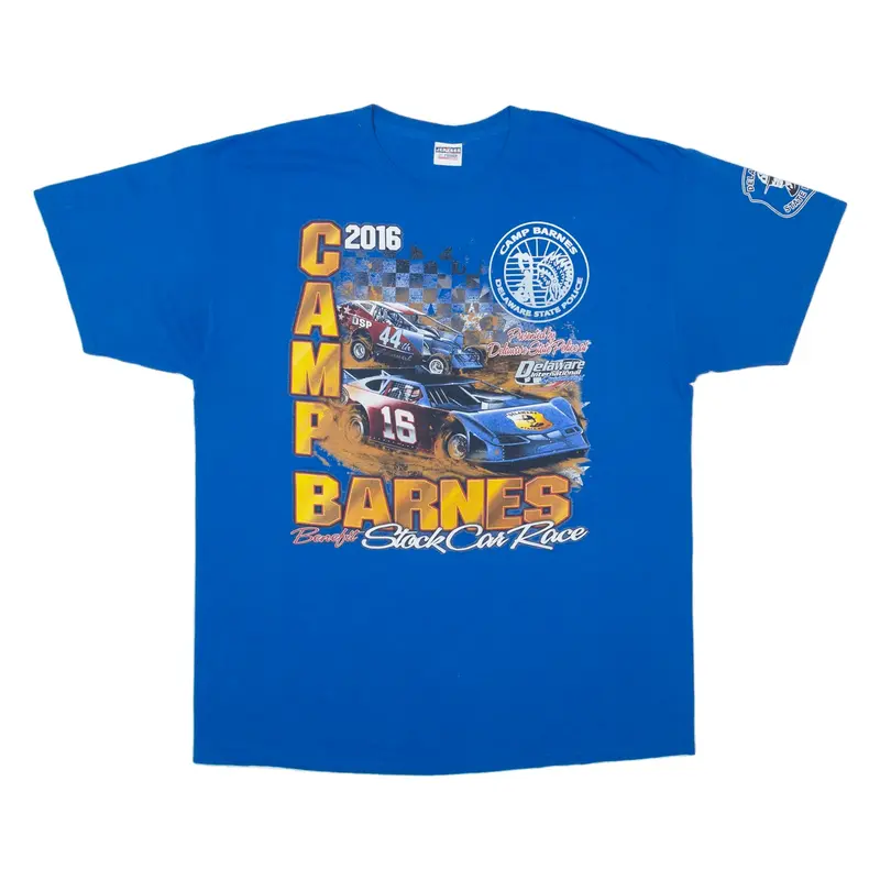 JERZEES Camp Barnes Racing T-Shirt Blue Short Sleeve Mens XL