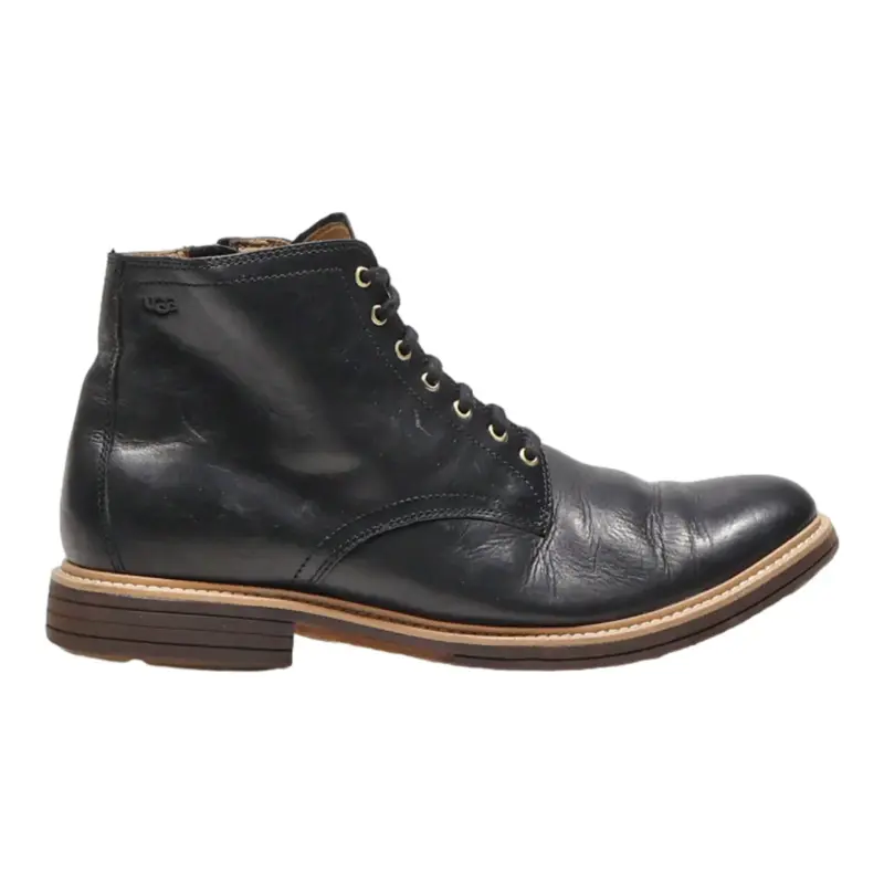 UGG Lace-Up Boots Black Leather Womens UK 7.5