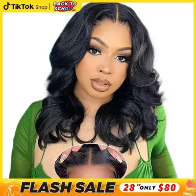 Bling Hair 6x4 HD Lace Easy Wear and Go Body Wave Glueless Human Hair Wigs Pre Plucked Pre Cut 5x5 Lace Closure Wigs for Begi...