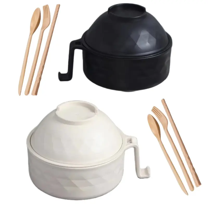 MIUVA Ramen Bowl Set, 2 Instant Noodle Bowl and Cutlery Set, Microwave Safe Ramen Bowl with Fork, Spoon, Chopsticks, Summer D...