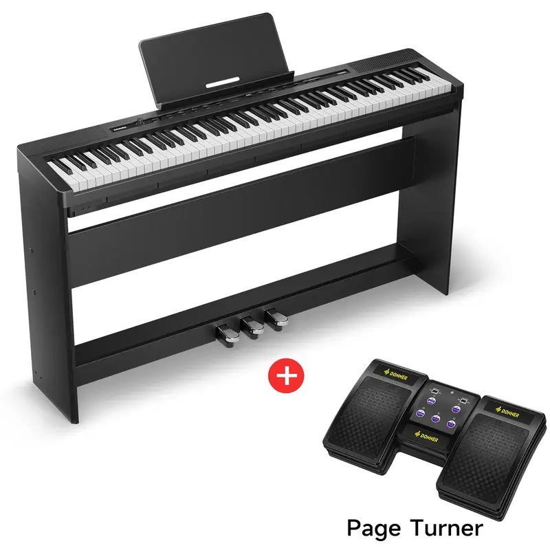 Donner DEP-16 88 Key Weighted Portable Digital Piano for Beginner - Piano with Stand / Piano+Accessories
