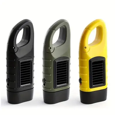 Mini Hand Crank Solar Powered Flash Light, 1 Count Outdoor Portable Carabiner Emergency LED Brightest Flashlight, Keychain Fl...