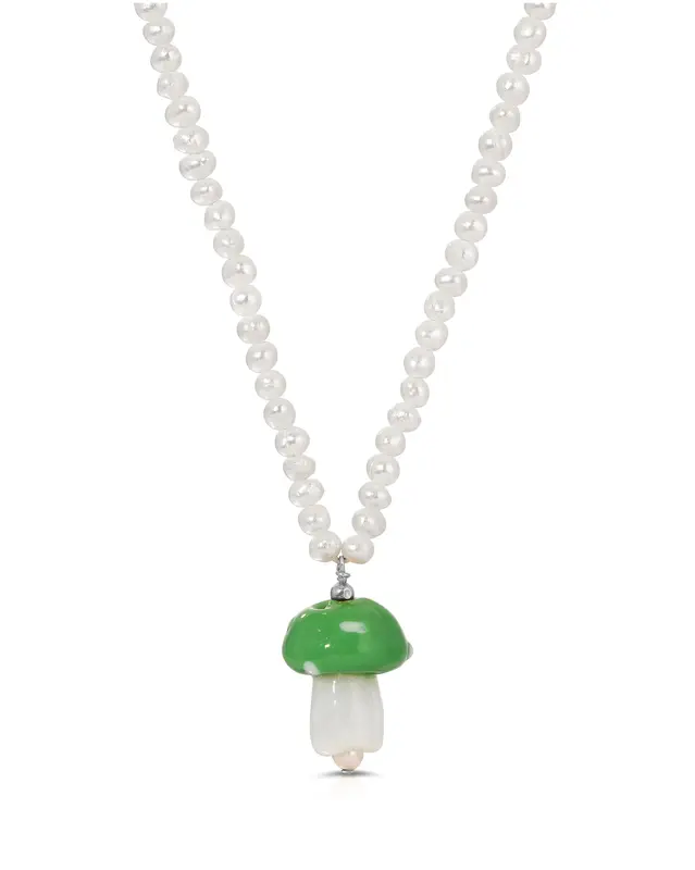 Cogumelo Necklace | Color: Green | Metal Color: Silver