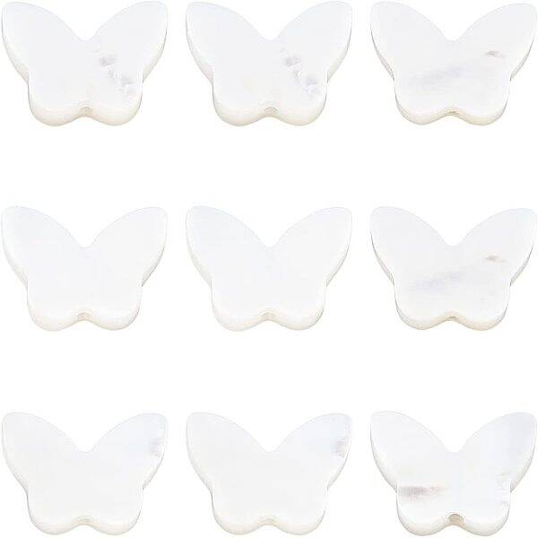 BENECREAT 10pcs Natural Shell Mother of Pearl Shell Beads 7x10x2mm Butterfly Pearl Shell Beads for DIY Jewelry Making