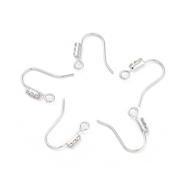 Brass Micro Pave Clear Cubic Zirconia Earring Hooks