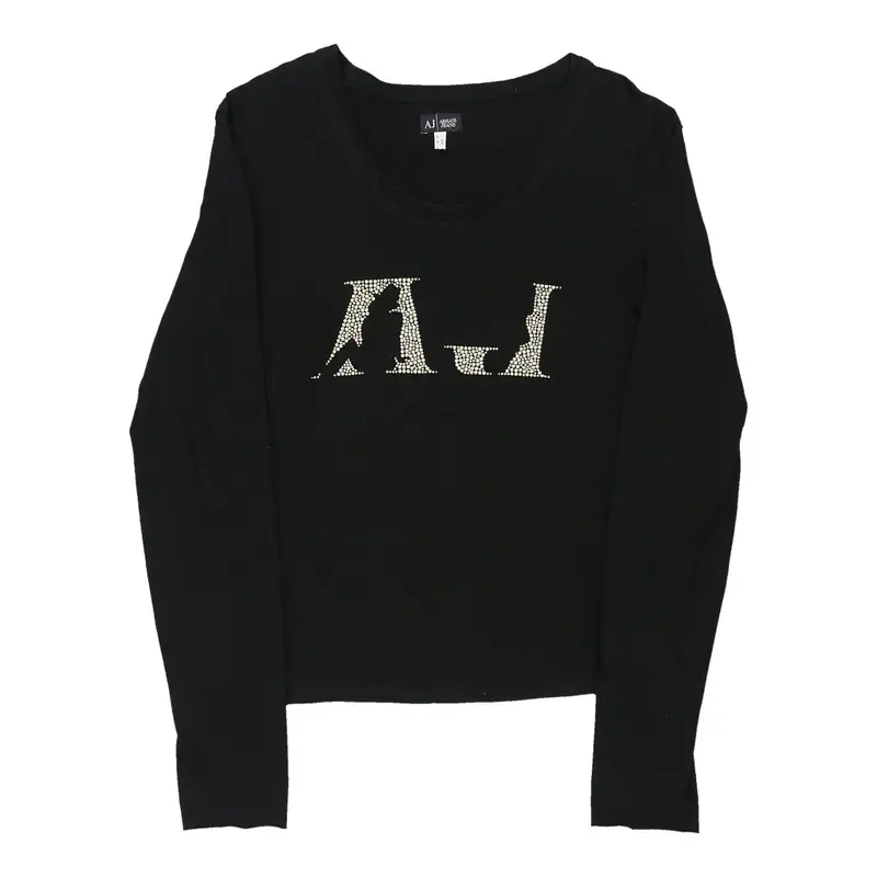 Armani Jeans Long Sleeve Top - Large Black Cotton | Size: large