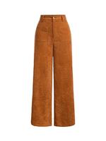 Women's Plain Pocket Button Front Wide Leg Pants, Casual Fit High Waist Trousers for Daily Wear, Ladies Bottoms for All Seaso...