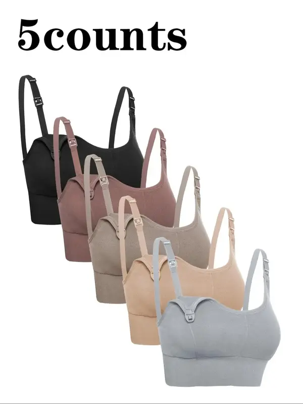 Women's Solid Adjustable Strap Wireless Nursing Bra, Casual Comfortable Breathable Maternity Bra, Maternity Lingerie for All...