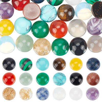 36Pcs 18 Styles Mixed Gemstone Cabochons