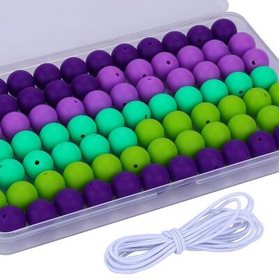 80Pcs 4 Style Round Silicone Focal Beads