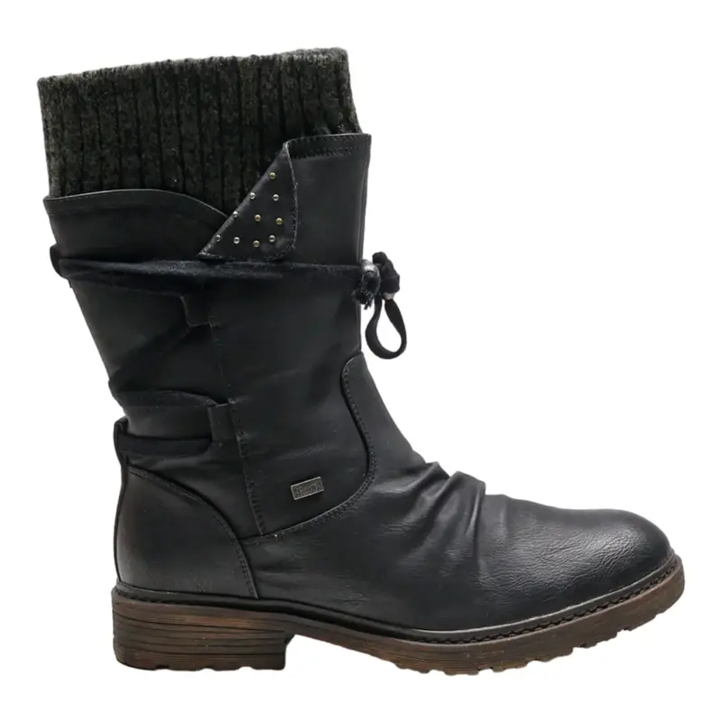 RIEIKER High Boots Black Canvas Womens UK 6