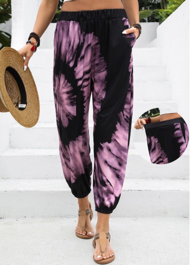 Modlily Neon Pink Ombre Jogger Elastic Waist High Waisted Pants - M