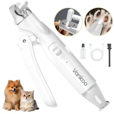 Vankoo PetGroomer 2-in-1 Dog Nail Clipper & Paw Hair Trimmer with LED Light, Rechargeable & Waterproof – Grooming Tool for ...