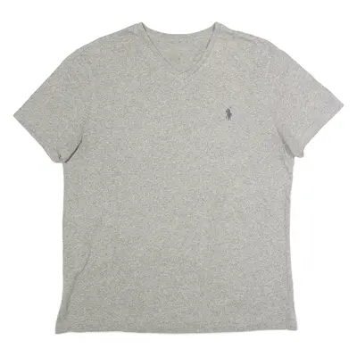 POLO RALPH LAUREN Mens T-Shirt Grey V-Neck M