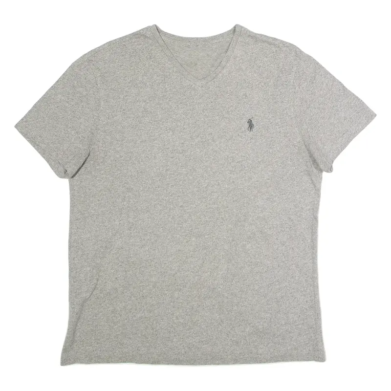 POLO RALPH LAUREN Mens T-Shirt Grey V-Neck M