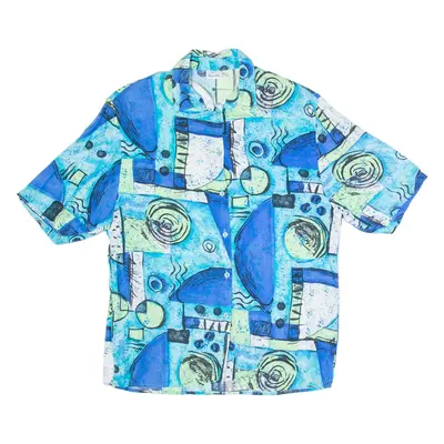 BRANDTEX Womens Printed Blouse Blue Crazy Pattern M