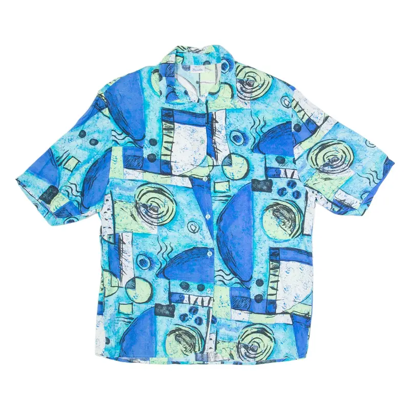 BRANDTEX Womens Printed Blouse Blue Crazy Pattern M