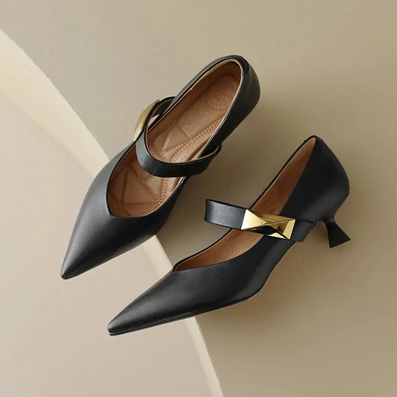 CHIKO Brieanna Pointy Toe Kitten Heels Mary Jane Shoes