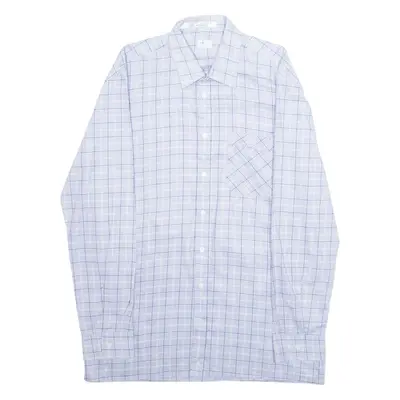 CREATION B Mens Shirt Blue Check Long Sleeve L