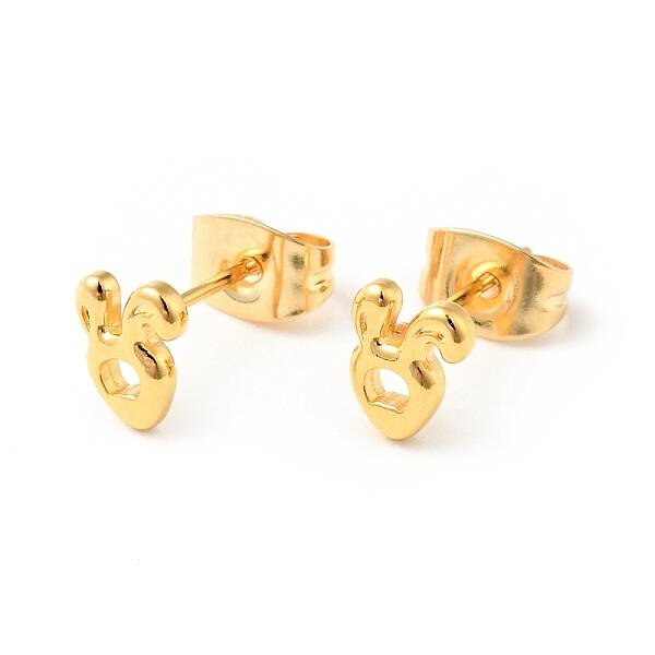 304 Stainless Steel Tiny Rabbit Stud Earrings with 316 Stainless Steel Pins for Women