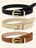 Women's Minimalist Casual Plain Color PU Leather Belt, Trendy All-match & Exquisite Belt for Daily & Party Clothing Decoratio...