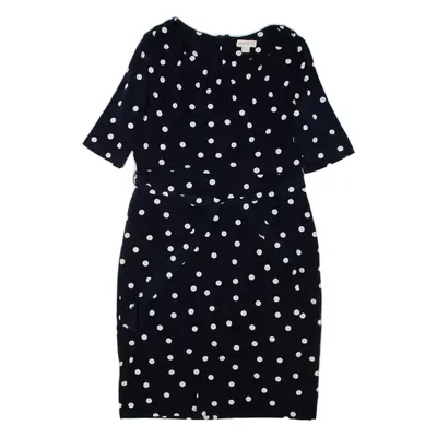 MONSOON Belted Womens Day Dress Blue Spotted Short Sleeve Knee Length UK 14