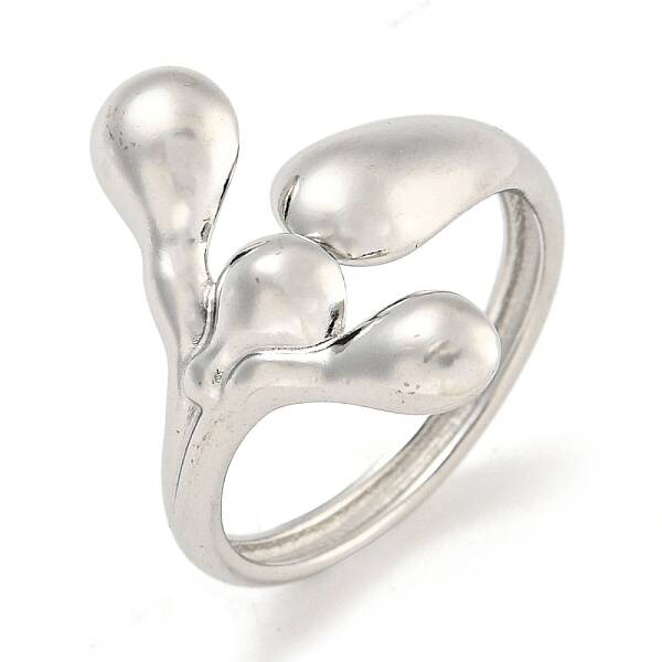 Non-Tarnish 304 Stainless Steel Leaf Open Cuff Ring for Women