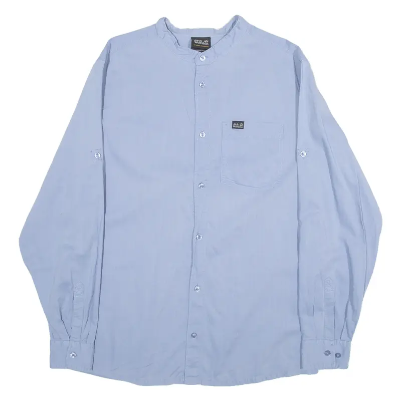 JACK WOLFSKIN Mens Plain Shirt Blue Long Sleeve M