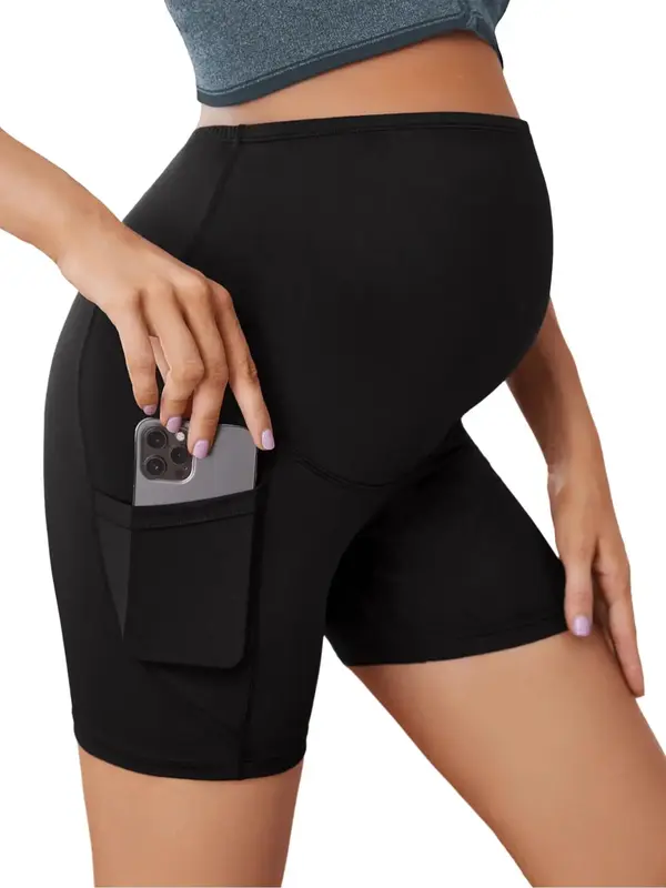 Women's Maternity Yoga Shorts Over The Belly Bump Summer Workout Running Active Short Pants with Pockets, Shorts for Women, H...