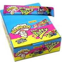 2 Pack Warheads Two-in-One Sour Taffy Bar Watermelon Green Apple and Raspberry Flavored Chewy Candy