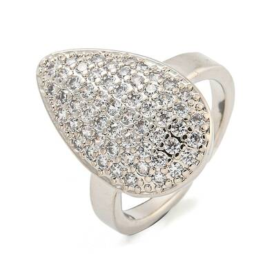 Real Platinum Plated Brass Micro Pave Clear Cubic Zirconia Cuff Rings