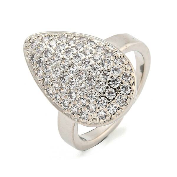 Real Platinum Plated Brass Micro Pave Clear Cubic Zirconia Cuff Rings