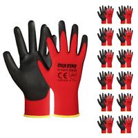 12 Pairs PU Coated Safety Work Gloves Red Seamless Knit with Smooth Grip Palm Ideal for General Duty Work for Men and Women S...
