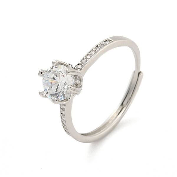 Brass Micro Pave Cubic Zirconia Solitaire Ring