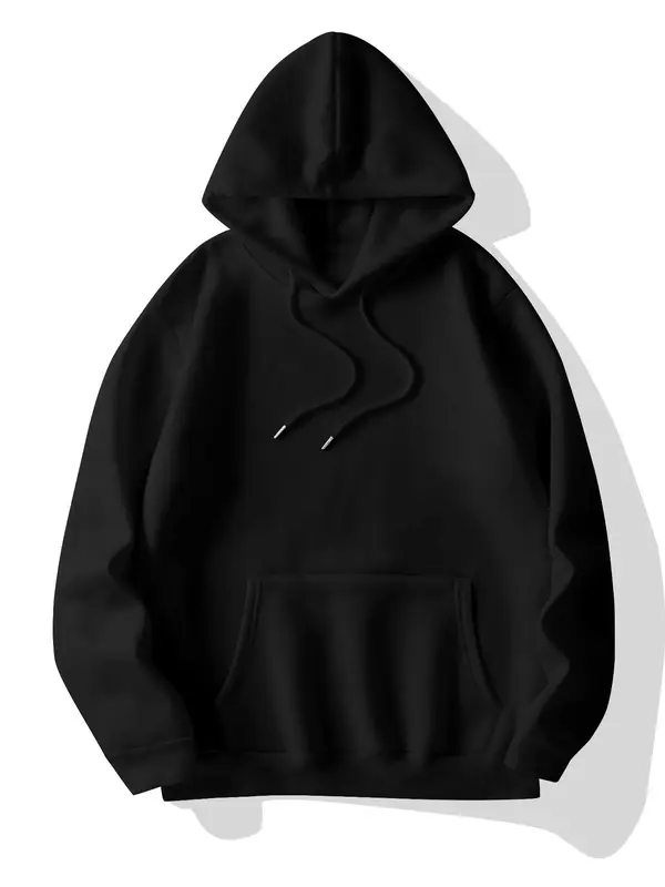 Unisex Men's Solid Drawstring Pocket Essentials Hoodie, Regular Fit Drop Shoulder Hooded Sweatshirt, Men Clothes for Spring ...