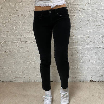 Rifle Skinny Cord Trousers - 30W UK 8 Black Cotton