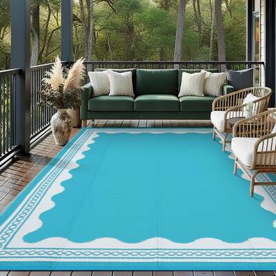 Garvee Outdoor Rug 9x12 Reversible Waterproof Lightweight Polypropylene Patio Carpet with Quick Dry & Stain Resistance, Folda...
