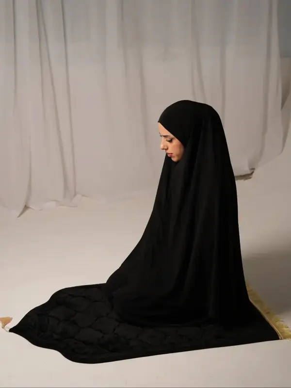 Women's Solid Color Instant Hijab, Casual Elegant Hijab for Daily Wear, Fashion Muslim Clothing for All Seasons