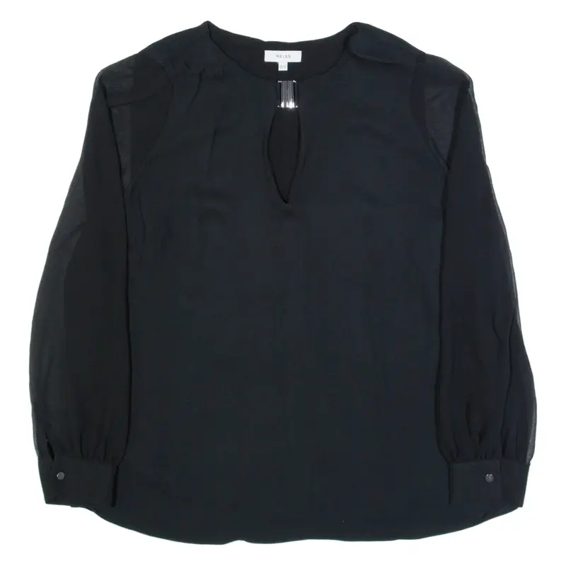 REISS Rhea Womens Blouse Black Long Sleeve UK 12