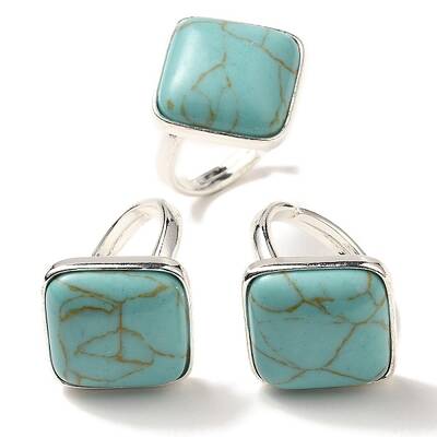 Synthetic Turquoise Adjustable Rings