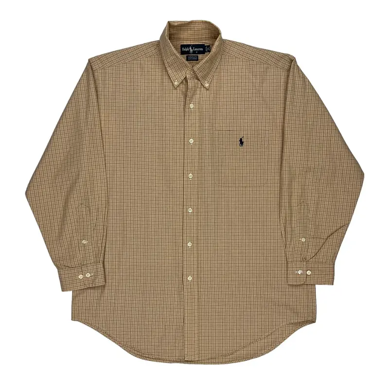 Yarmouth Ralph Lauren Checked Shirt - Large Beige Cotton